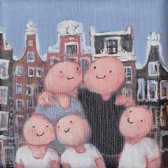 Sanne Kuiper, Ons Amsterdam, 130 euro, Acryl op doek in ljist, 13x13 cm