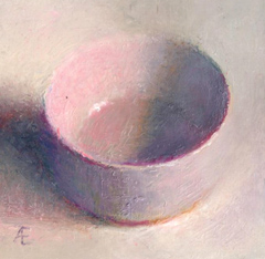 Anneke Elhorst, Rose bakje, 240 euro, Olieverf op paneel zonder lijst, 12x12 cm