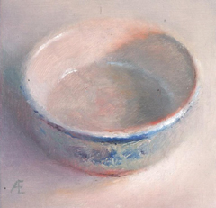 Anneke Elhorst, Blauw wit bakje, 240 euro, Olieverf op paneel zonder lijst, 12x12x3 cm