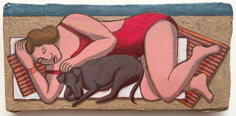 Aline Jansma, Kralingse plas, 225 euro, Olieverf op paneel in witte baklijst, 11x22 cm