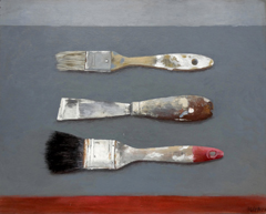 Marion de Man, Painters tools, Olieverf op paneel, 33x40 cm, €.475,-