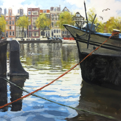 Richard van Mensvoort, Doorkijkje Amstel 2, Olieverf op doek, 40x40 cm, €.1400,-