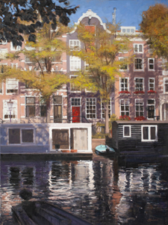 Richard van Mensvoort, Prinsengracht Amsterdam, 4250 euro, Olieverf op doek in baklijst, 120x90 cm