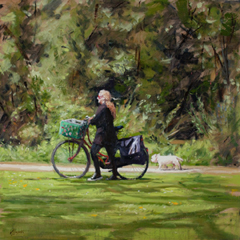 Richard van Mensvoort, In het park, 2450 euro, Olieverf op doek in lijst, 60x60 cm