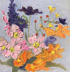 Anne Jitske Salverda, Herfst in de tuin, 195 euro, Olieverf op paneel zonder lijst, 20x20 cm