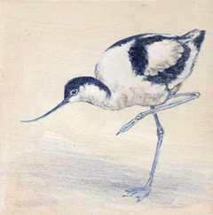 Gea Slotman, Kluut, Acryl op hout, 15x15x3 cm, €.110,-