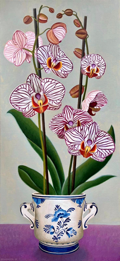 Yvonne Zomerdijk, Orchidee 2, 1950 euro, Olieverf op doek in baklijst, 130x60 cm