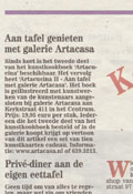 ARTACUCINA in het Stadsblad van woensdag 9 december 2009