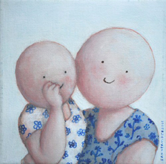 Sanne Kuiper, Moeder en kind, Acryl op doek, 18x18 cm, €.170,-