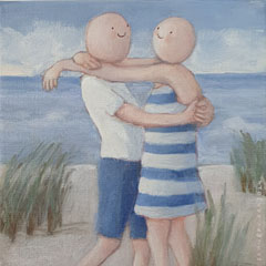 Sanne Kuiper, Op het strand, 245 euro, Acryl op doek in baklijst, 20x20 cm