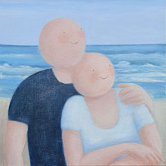 Sanne Kuiper, Zomer aan zee, 875 euro, Acryl op doek in baklijst, 70x70 cm