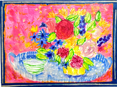 Thecla Renders, With flowers in my heart 3, 300 euro, Gemengde techniek op papier, 32x43 cm