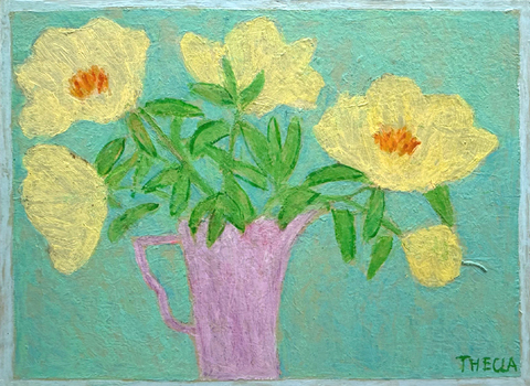 Thecla Renders, Spring Yellow, 375 euro, Gemengde techniek op hout zonder lijst, 35x46 cm