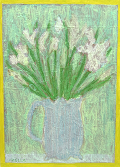 Thecla Renders, Winter white wishes, 250 euro, Gemengde techniek op hout zonder lijst, 22x24  cm