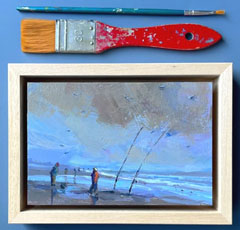 Marieke Ackerman, Wolkenstudie strand, 100 euro, Acryl op paneel in baklijstje, 10x15 cm