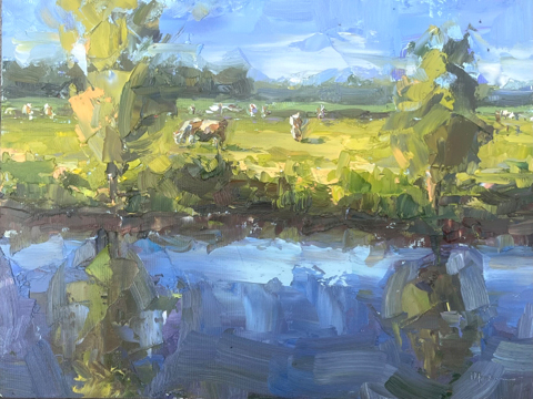 Marieke Ackerman, Warm Licht, 425 euro, Olieverf op paneel in baklijst, 24x30 cm