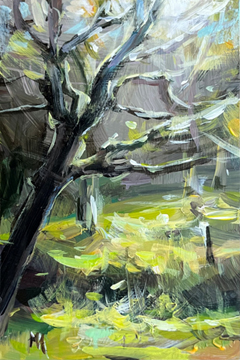 Marieke Ackerman, Winterlicht 2,125 euro, Acryl op paneel in baklijstje, 10x15 cm