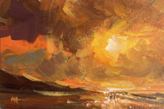 Marieke Ackerman, Zee verlicht, 125 euro, Acryl op paneel in baklijstje, 10x15 cm