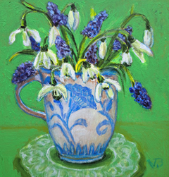 Vilma van den Berg, Kopje voorjaar, 150 euro, Acryl op paneel zonderr lijst, 15x15 cm
