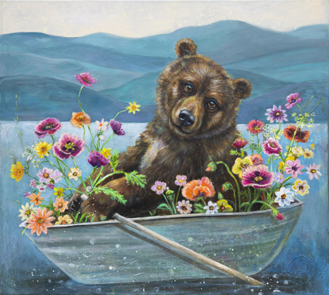 Vilma van den Berg, Life-boat beer, 1900  euro, Acryl op doek in baklijst, 90x100 cm