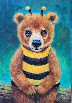 Vilma van den Berg, Buble Bear, 195 euro, Acryl op paneel zonder lijst, 20x15 cm