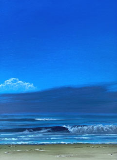 Ronald Boon, Zee 21, 175 euro, Olieverf op paneel in donkere baklijst, 20x15 cm