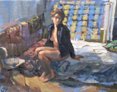 Irma Braat, Koud atelier, Olieverf op doek, 24x30 cm, €.275,-