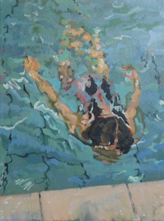Irma Braat, Onder Water, Olieverf op doek, 40x30 cm, €.375,-