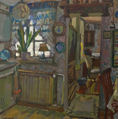 Irma Braat, Keuken, 680 euro, Olieverf op doek zonder lijst, 35x35 cm