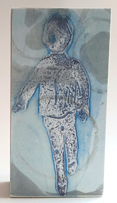 Edith Brouwer, Monoprint, 65 euro, Monoprint op houten blokje, 5x10x3,5 cm