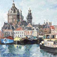 Diana de Bruin, St. Nicolaaskerk Amsterdam, Olieverf op paneel, 20x20 cm, €.175,-