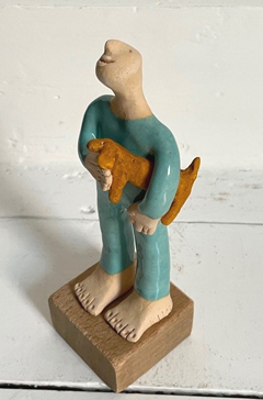 Kiki Demelinne, Aqua man met hond, 90 euro, Keramiek, 17 cm