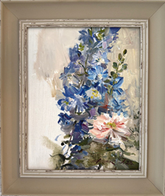 Natalia Dik, Blauw Boeket, 375 euro, Olieverf op paneel in lijst, 20x25 cm
