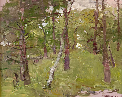 Natalia Dik, Bosschildering, 1250 euro, Olieverf op doek in baklijst, 40x50 cm