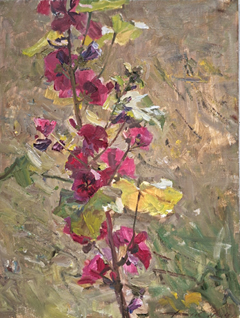 Natalia Dik, Rode Stokroos, 1150 euro, Olieverf op doek in baklijst, 54x40 cm