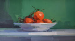Bairbre Duggan, Mandarins, Oil on panel in frame, 24x43 cm, €.1050,-
