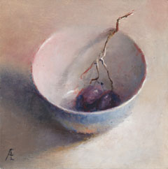 Anneke Elhorst, Blauwe druiven 2, Olieverf op paneel, 20x20x4 cm, €.395,-