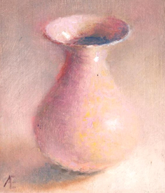 Anneke Elhorst, Rose vaasje, 220 euro, Olieverf op paneel, 12x10x3 cm