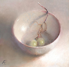 Anneke Elhorst, Witte druiven, 295 euro, Olieverf op paneel, 15x15x2,5 cm