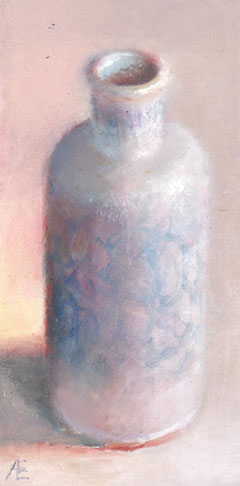 Anneke Elhorst, Flesje, 295 euro, Olieverf op paneel zonder lijst, 20x10x2,5 cm