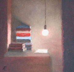 Anneke Elhorst, Lampje 1, 310 euro, Olieverf op paneel, 15x15x2,5 cm