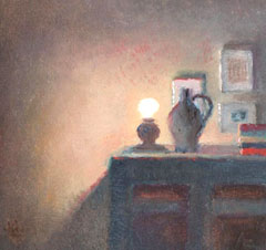 Anneke Elhorst, Lampje 2, 310 euro, Olieverf op paneel, 15x15x2,5 cm