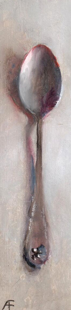 Anneke Elhorst, Lepel, 240 euro, Olieverf op paneel 20x5x3 cm