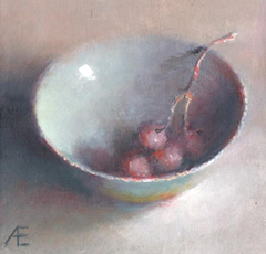 Anneke Elhorst, Rode druiven, 240 euro, Olieverf op paneel zonder lijst, 12x12x3 cm
