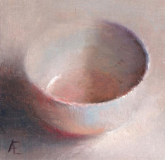 Anneke Elhorst, Schaaltje met lichtblauw, 195 euro, Olieverf op paneel zonder lijstje, 10x10x3 cm