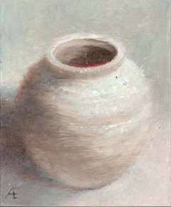 Anneke Elhorst, Aardewerken pot, 270 euro, Olieverf op paneel zonder lijst, 15x12 cm