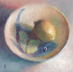 Anneke Elhorst, Vis en citroen, 360 euro, Olieverf op paneel zonder lijst, 18x18 cm