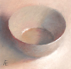 Anneke Elhorst, Creme Bakje, 240 euro, Olieverf op paneel zonder lijst, 12x12x3 cm