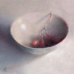 Anneke Elhorst, Druiven, 350 euro, Olieverf op paneel zonder lijst, 18x18x3 cm