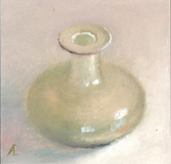 Anneke Elhorst, Groen flesje, 240 euro, Olieverf op paneel zonder lijst, 12x12x3 cm